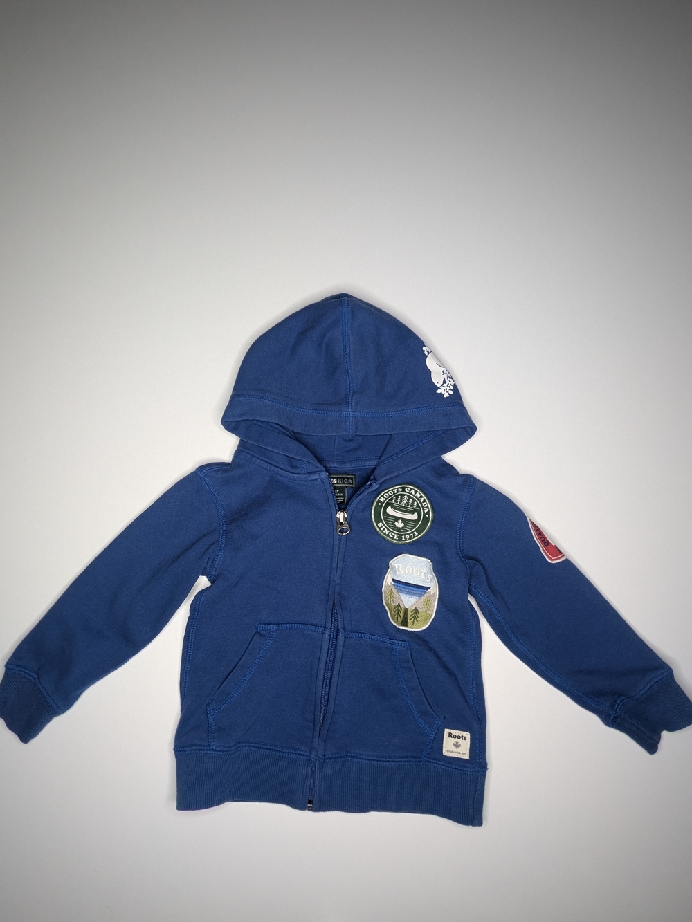Roots Kids Royal Blue Hoodie with Patch Badges